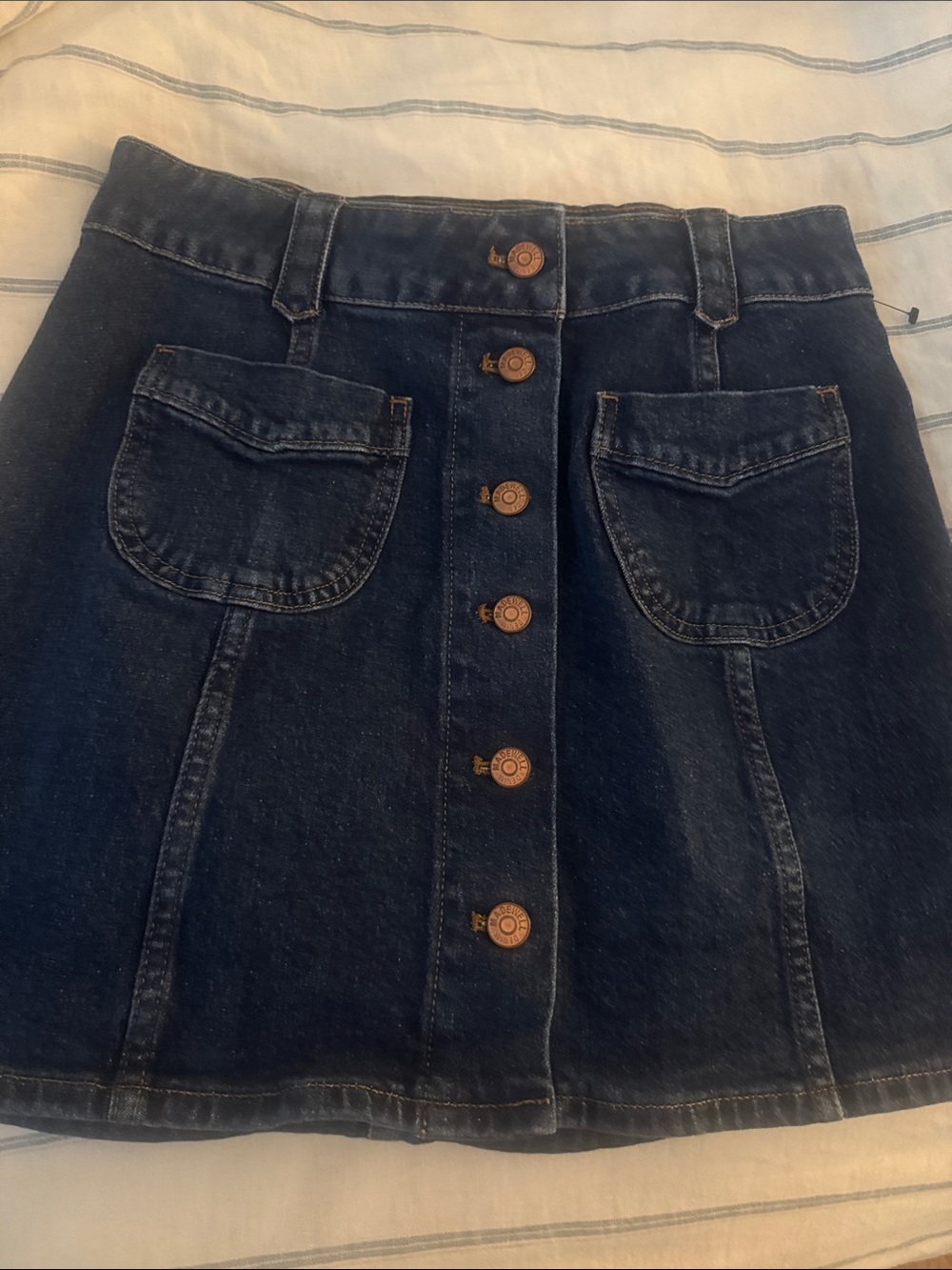 MADEWELL NEW Dark Blue Button-Front Denim Mini Skirt NWOT Size 4